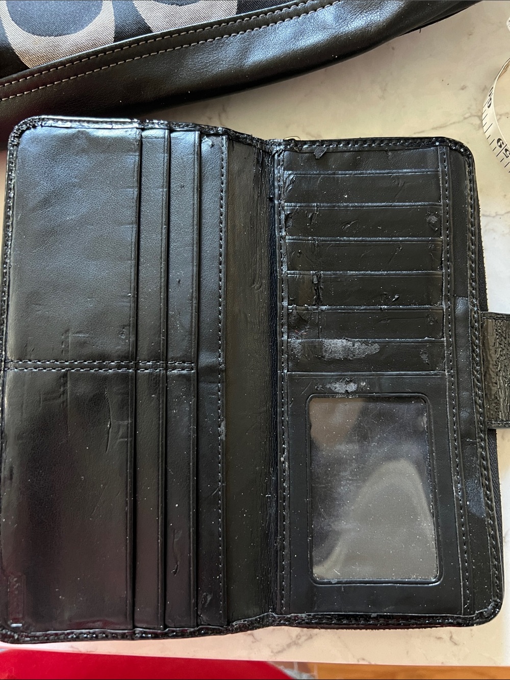 Coach Black and Cream Signature Canvas Tote with Leather Trim bonus wallet inc. - Picture 7 of 9